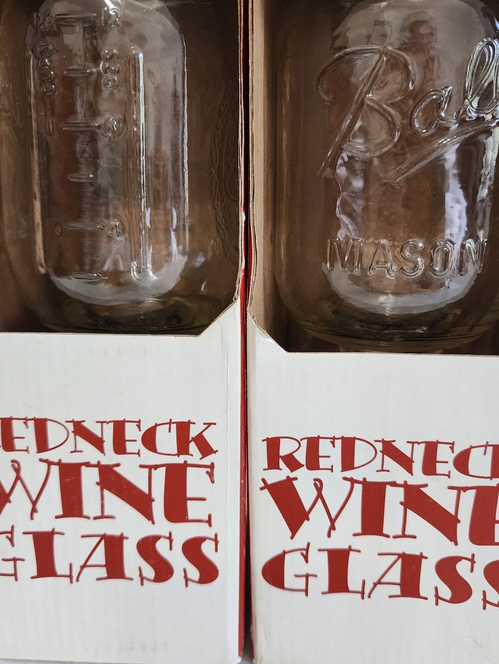 Carson "Redneck Wine Glasses"- Mason Jar Glass Set Of 2 Country Hillbilly